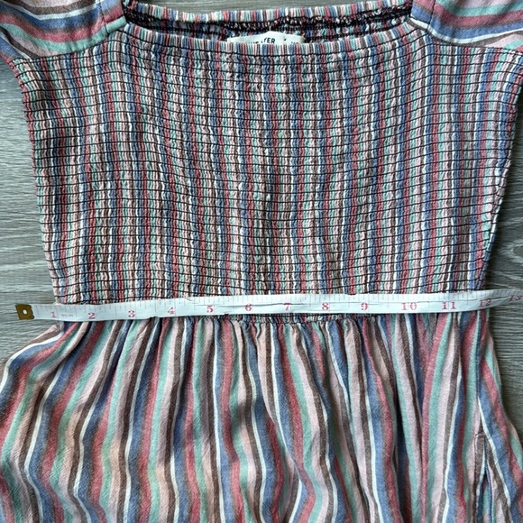 Marine Layer Ivy Smocked Linen Blend Striped Maxi Dress in Brick XS - Picture 12 of 14